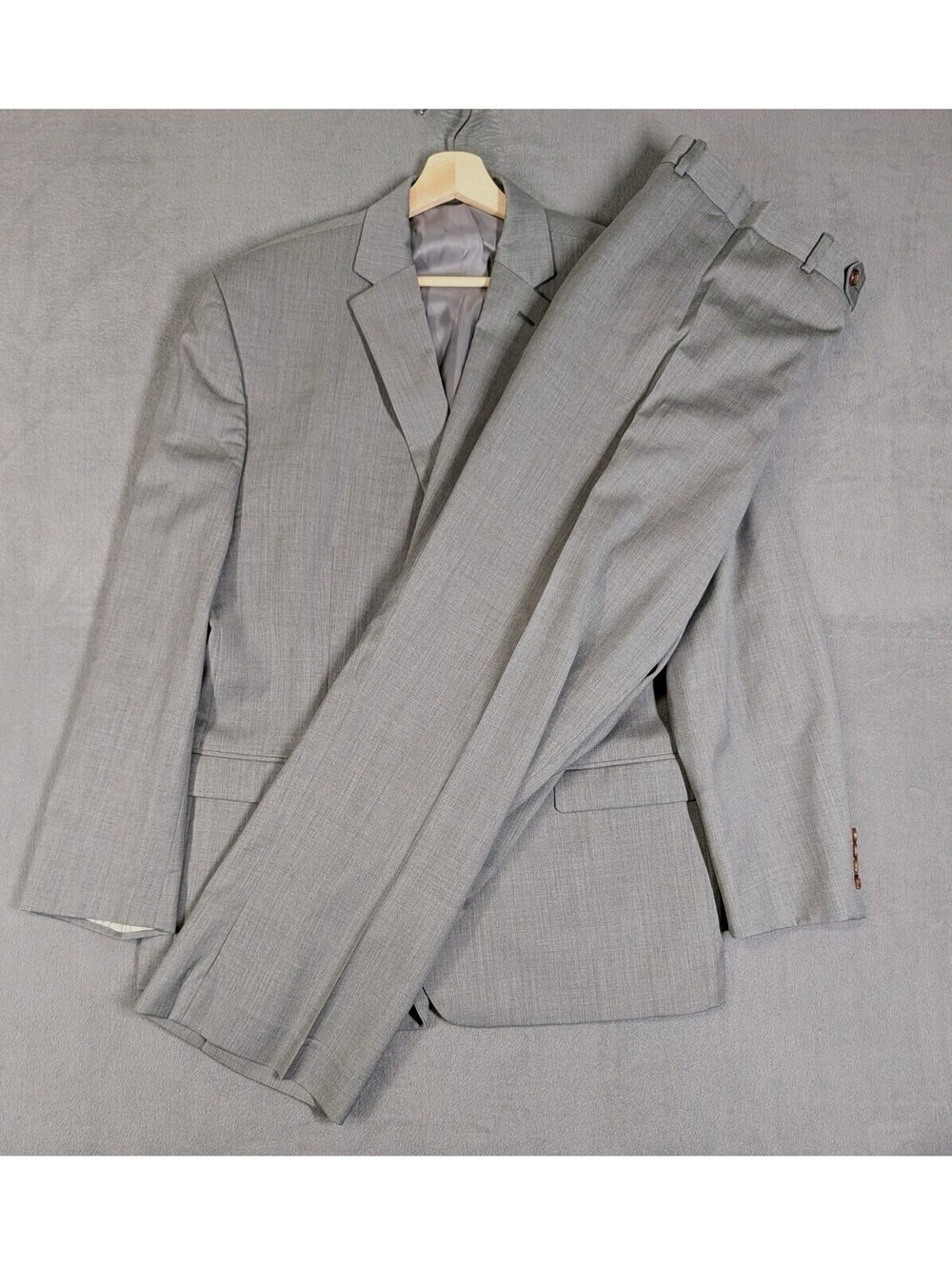 Lauren Ralph Lauren Mens 52R Gray Wool Two Piece Suit Blazer Dress Pants Formal